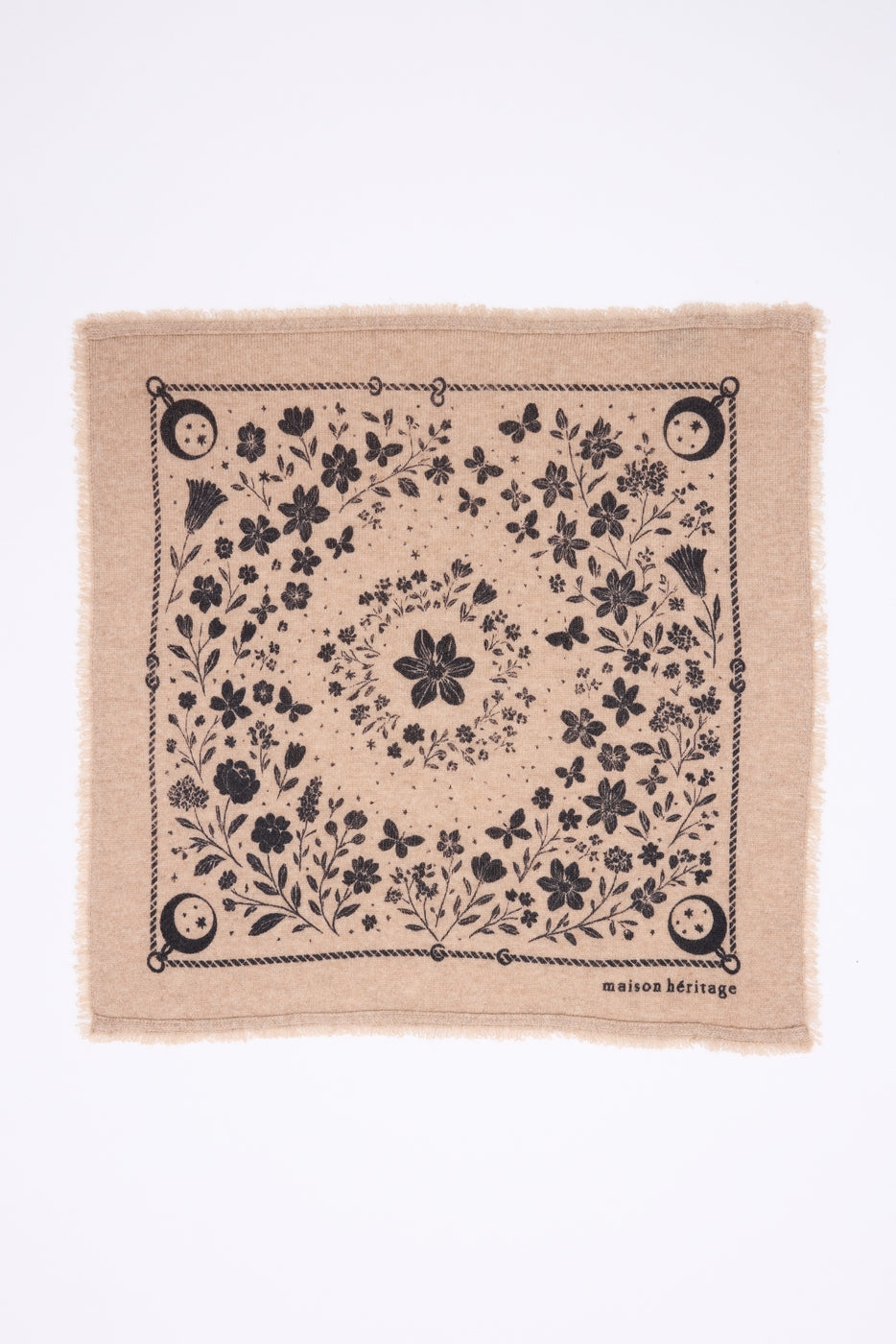 BANDANA/JARDIN DE MINUIT/ECOLAND/BLACK-M-54*54CM