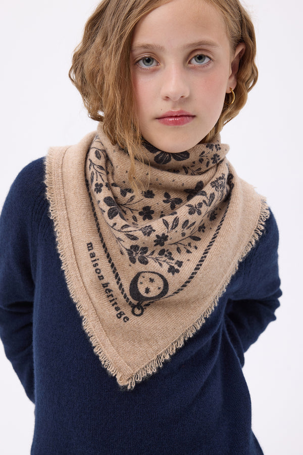 Kleine Bandana Jardin De Minuit - Crème Beige Zwart - Kind