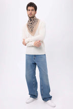 Kleine bandana Middernachttuin - beige, crème, zwart - heren