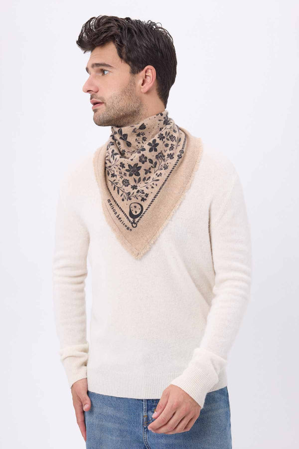 Lille Midnatshave-bandana – beige, cremefarvet og sort – herre