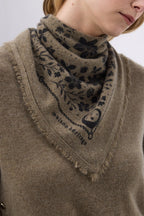 Petit Bandana Jardin De Minuit - Vert Khaki Noir - Femme