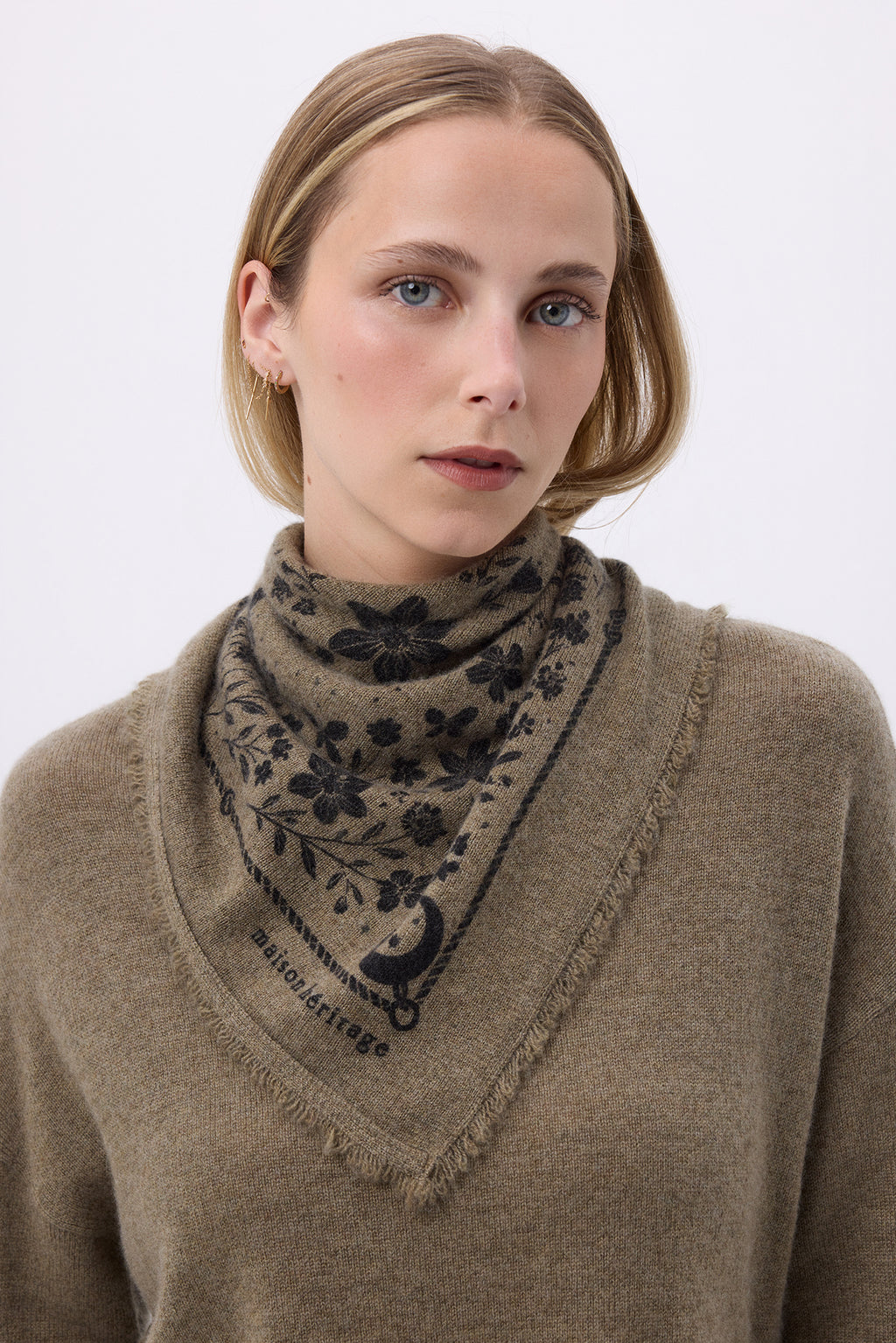 Petit Bandana Jardin De Minuit - Vert Khaki Noir - Femme
