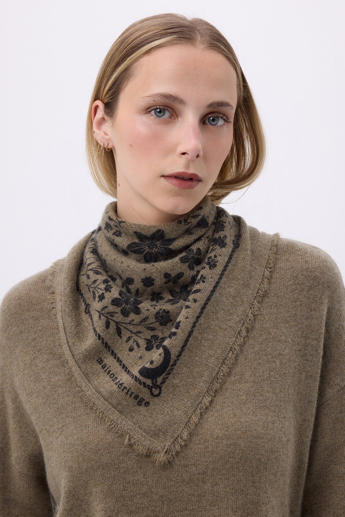Petit Bandana Jardin De Minuit - Vert Khaki Noir - Femme