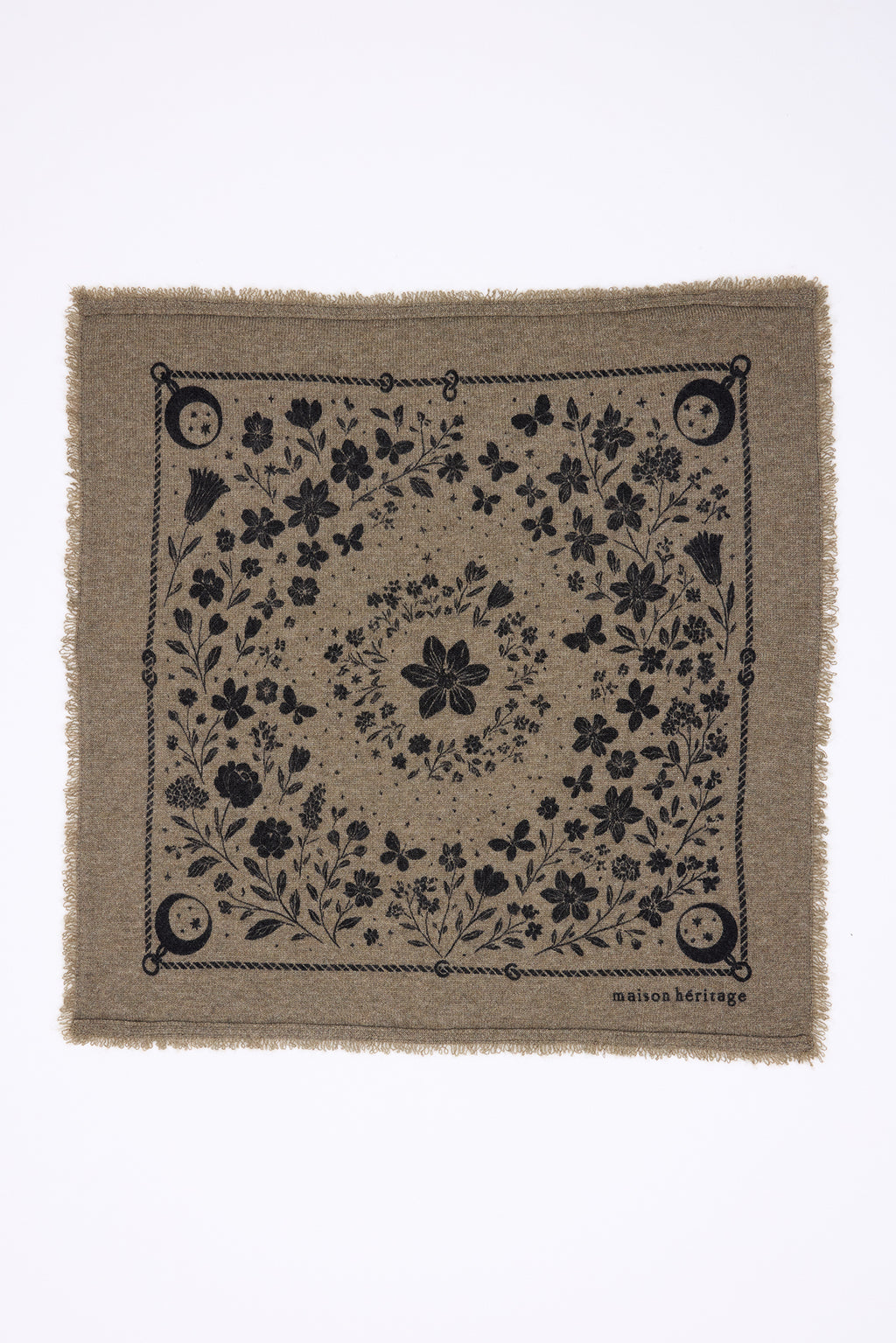 Petit Bandana Jardin De Minuit - Vert Khaki Noir - Femme