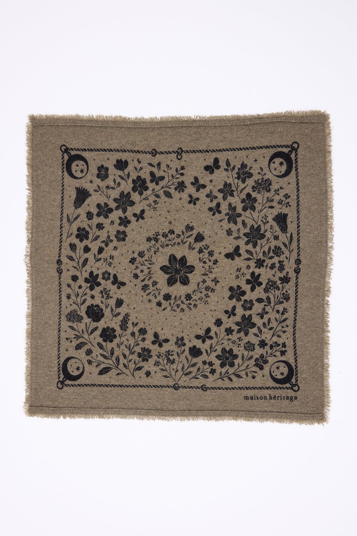 Petit Bandana Jardin De Minuit - Vert Khaki Noir - Femme