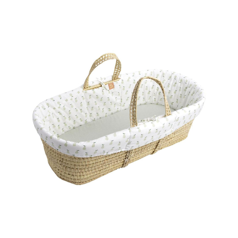 Couffin Bébé En Fibres Naturelles Avec Habillage Tissu