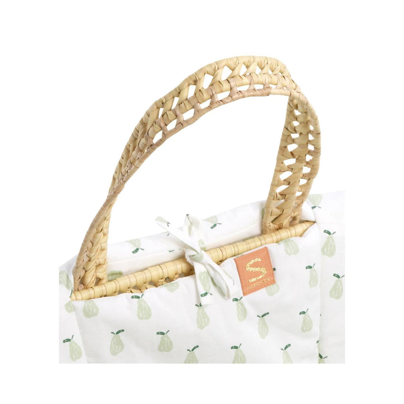 Couffin Bébé En Fibres Naturelles Avec Habillage Tissu