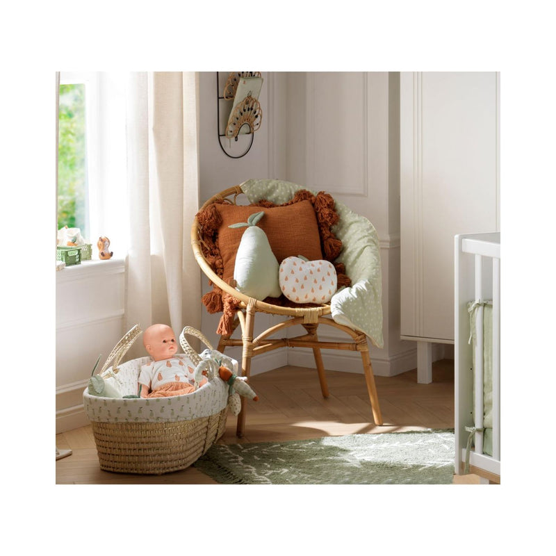 Couffin Bébé En Fibres Naturelles Avec Habillage Tissu