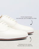 Richelieu - Empeigne Unie Jeanne - Cuir Blanc - Semelle Cuir - Femme