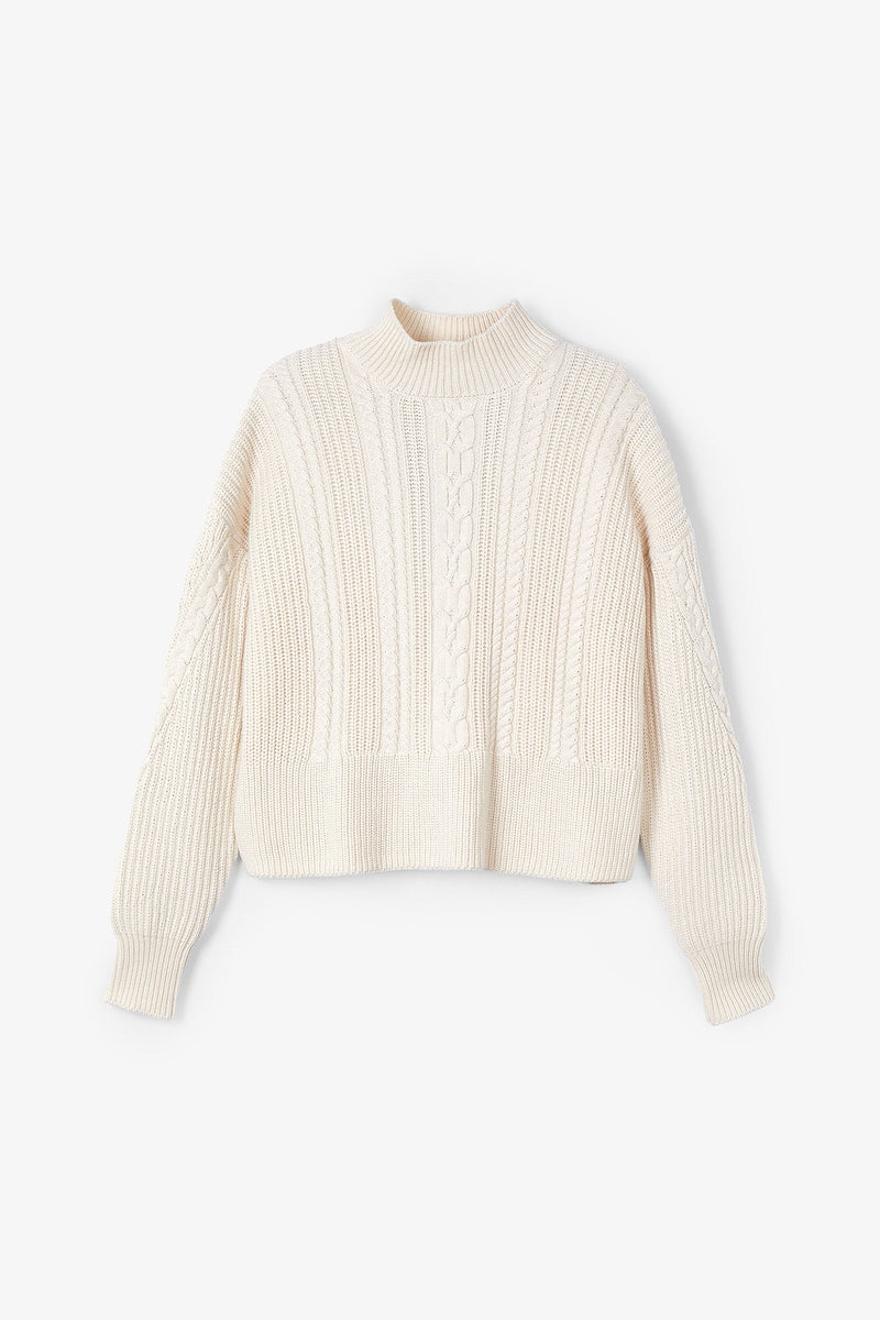 Pull Torsades Maille Écru