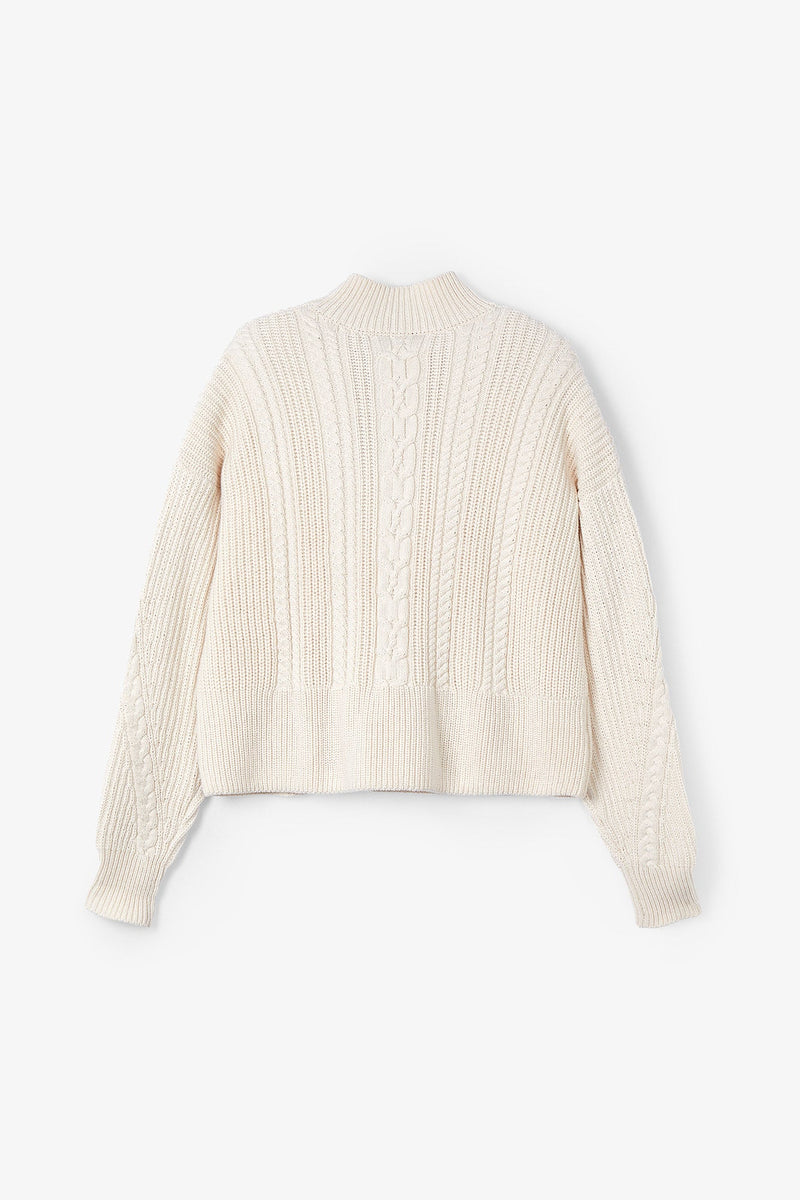 Pull Torsades Maille Écru