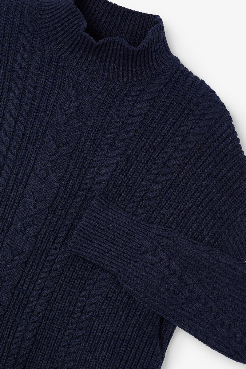 Pull Torsades Maille Marine