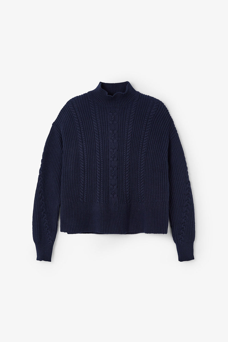 Pull Torsades Maille Marine