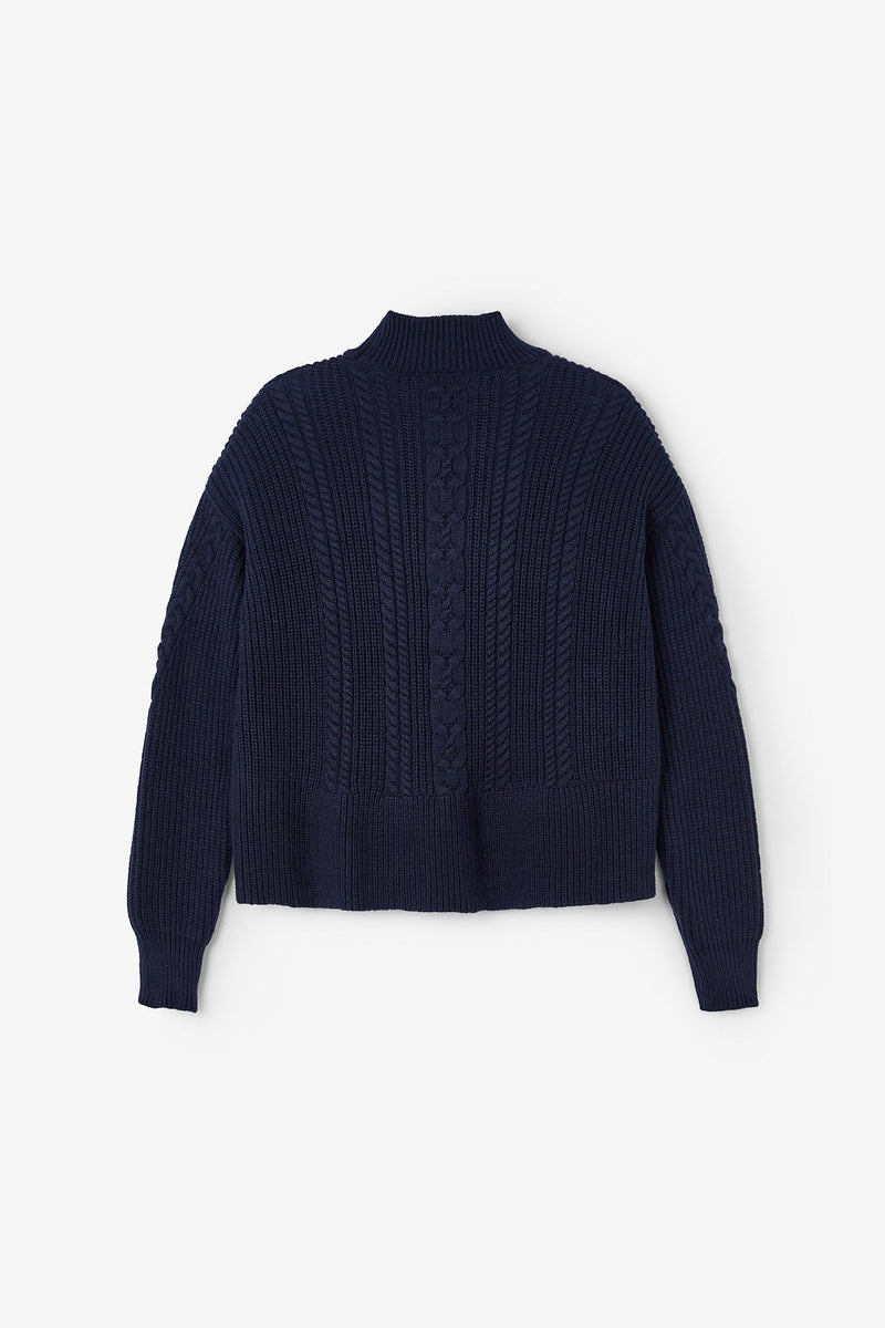 Pull Torsades Maille Marine