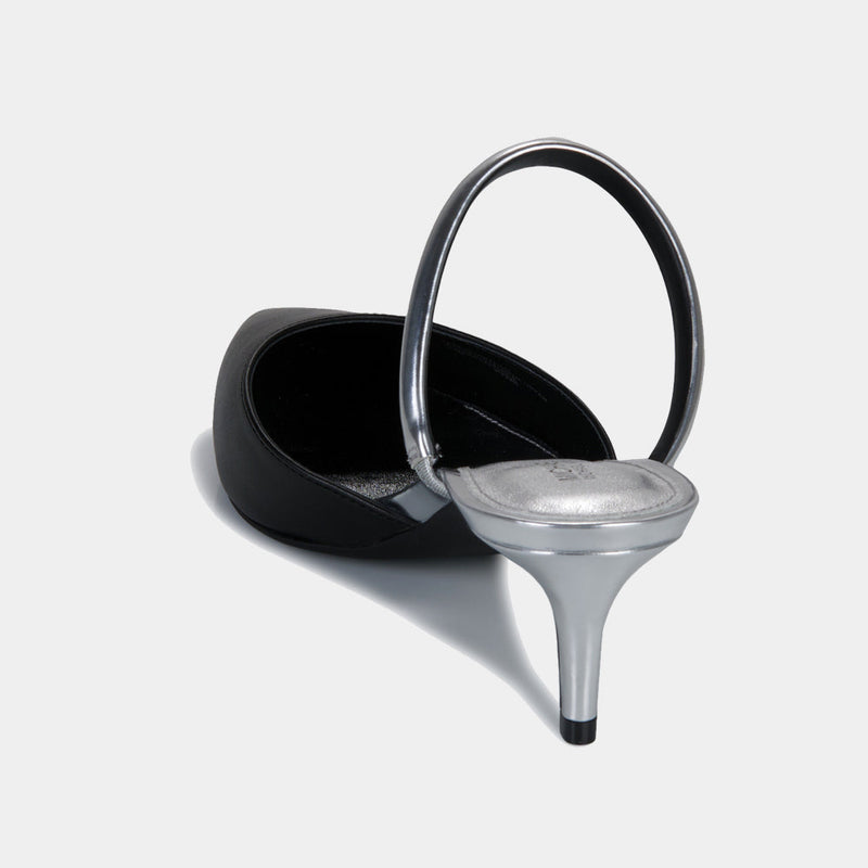 Escarpins Michael Kors Jessa Flex Mule Kitten - Cuir/Métallisé Noir/Argent