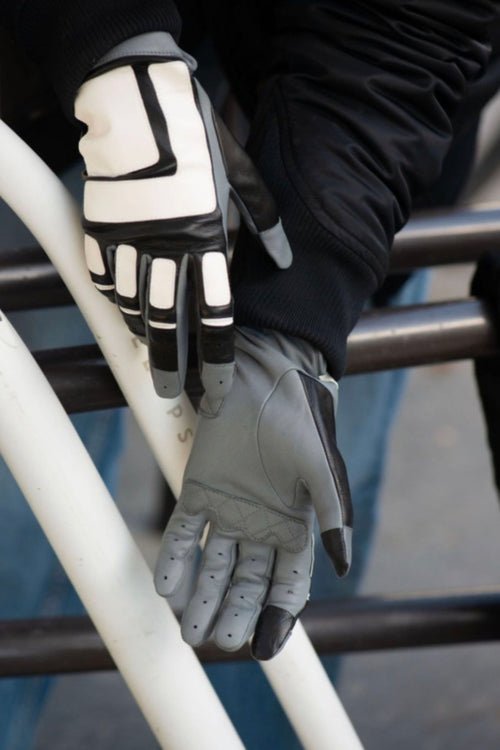 Gants Jl Bmx Cuir Doublés Soie - Noir/Tempete/White - Homme