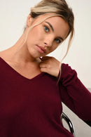 Pull Col V - Joan - Bordeaux