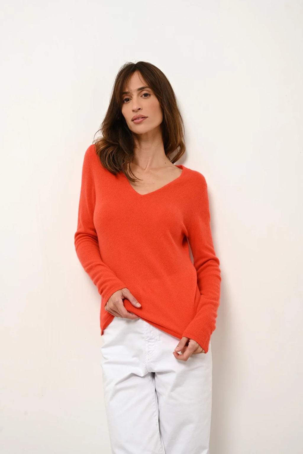 Pull Col V  - Joan - Orange