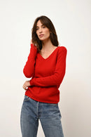 Pull Col V - Joan - Rouge