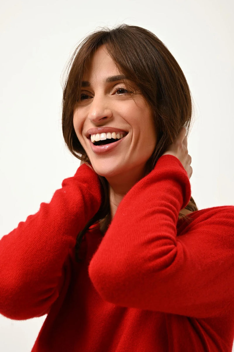 Pull Col V - Joan - Rouge