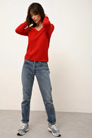 Pull Col V - Joan - Rouge