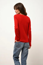 Pull Col V - Joan - Rouge