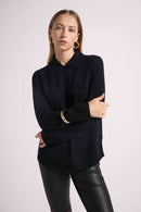 Johanna Button-down Shirt - Black - 100% Cashmere Oeko-Tex - Woman