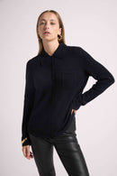 Johanna Button-down Shirt - Black - 100% Cashmere Oeko-Tex - Woman