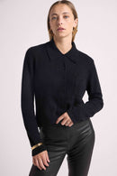 Camisa abotonada Johanna - Negra - 100% Cachemira Oeko-Tex - Mujer