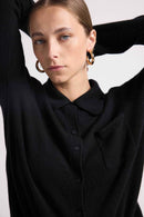 Johanna Button-down Shirt - Black - 100% Cashmere Oeko-Tex - Woman