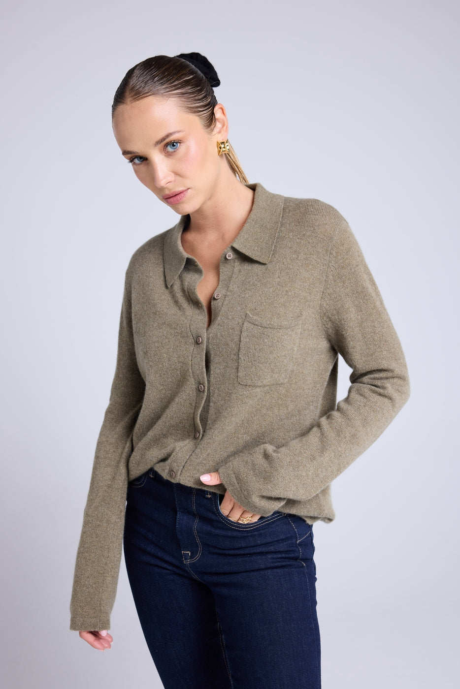 Camisa Abotonada Mujer Johanna - Verde Caqui