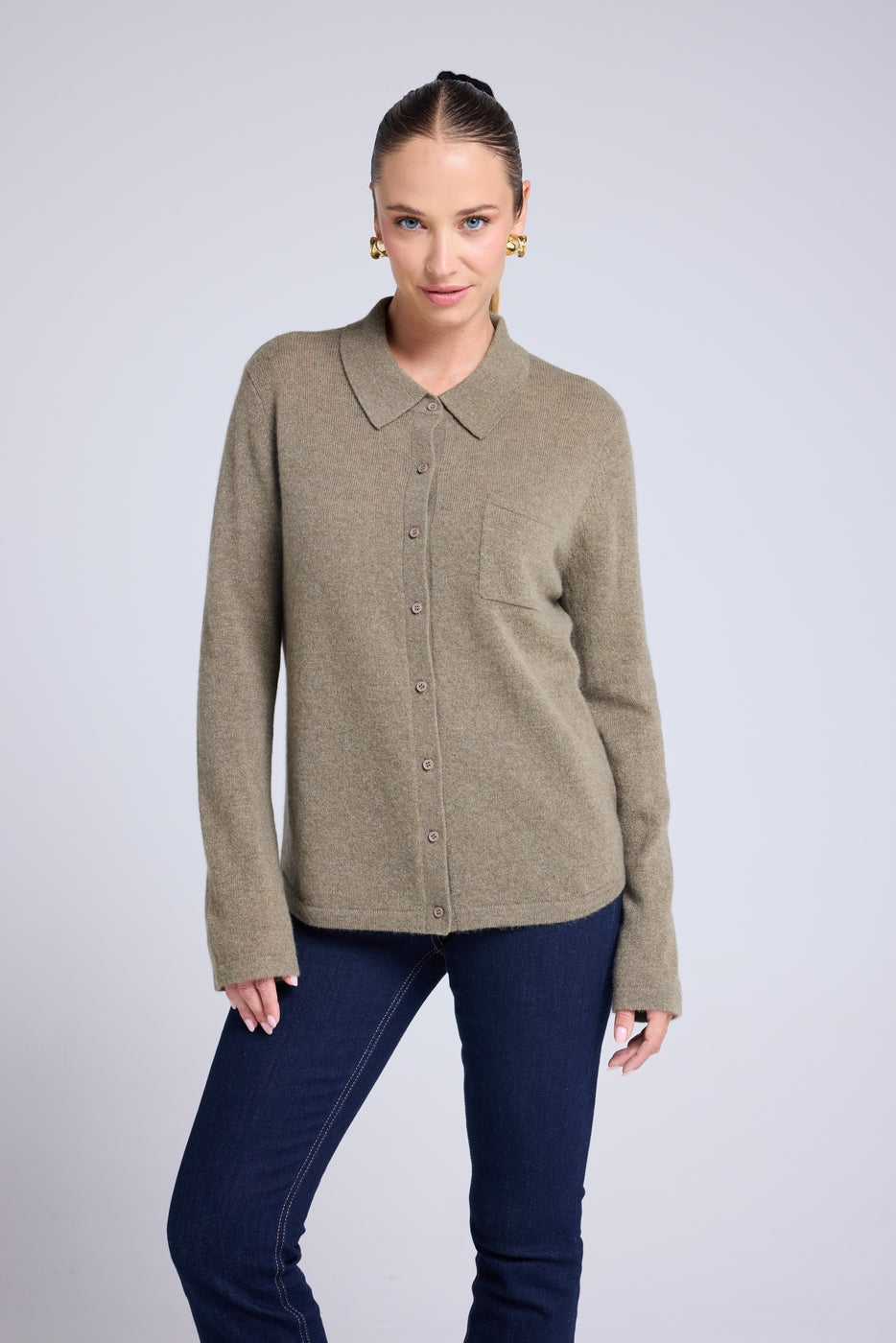 Camisa Abotonada Mujer Johanna - Verde Caqui
