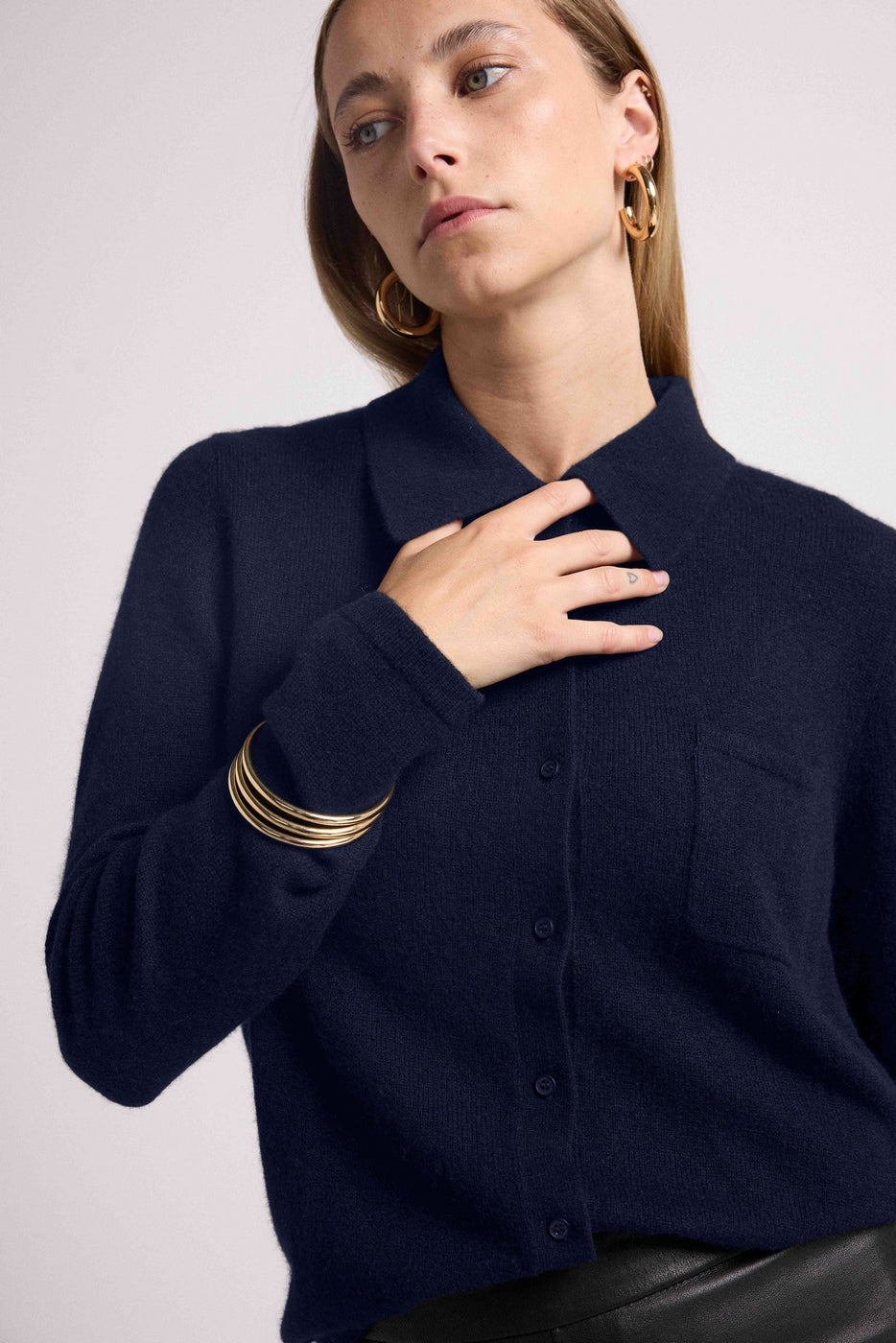 Johanna Women's Button-Up Shirt - Navy Blue