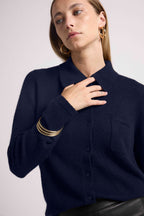 Johanna Women's Button-Up Shirt - Navy Blue