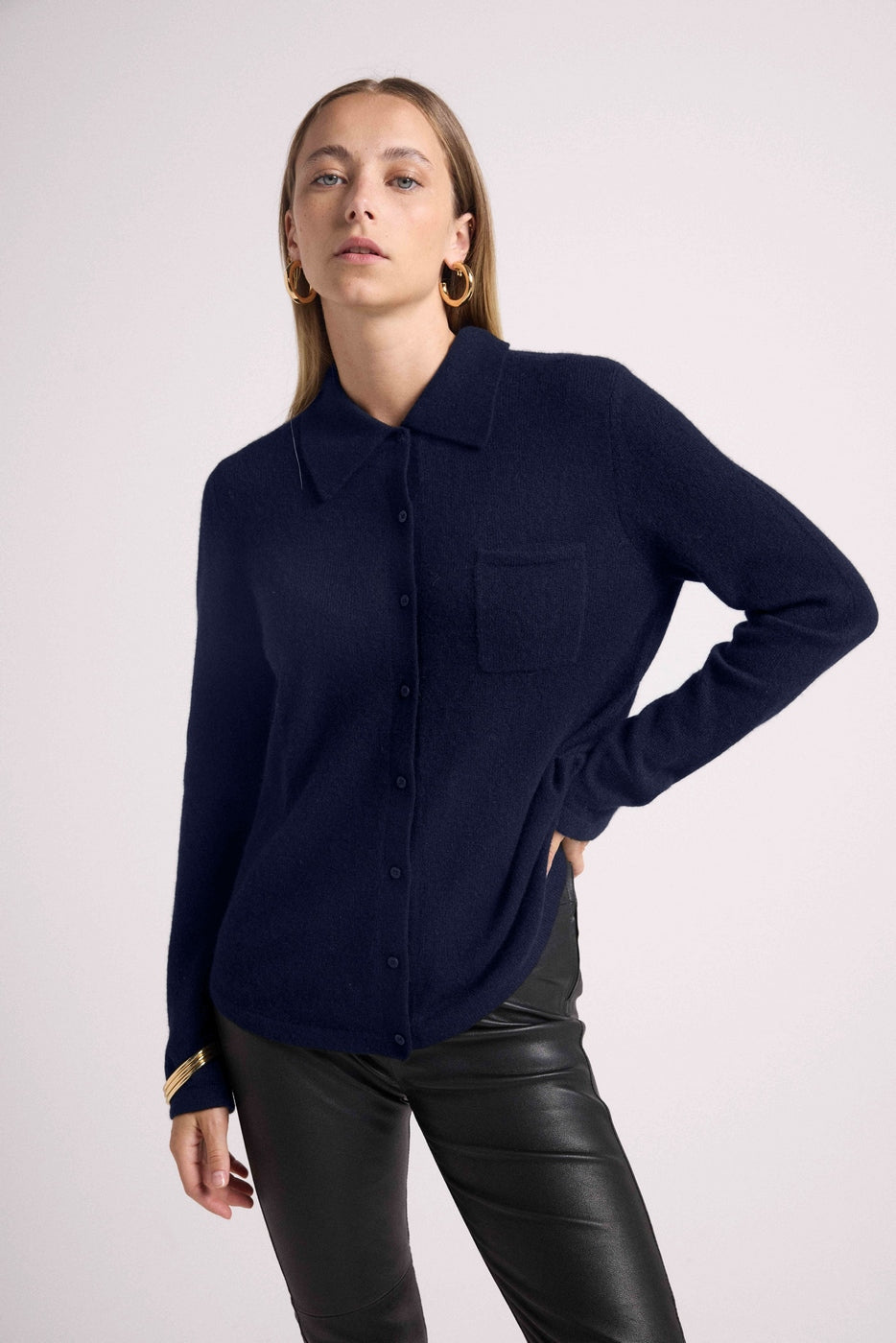 Johanna Women's Button-Up Shirt - Navy Blue