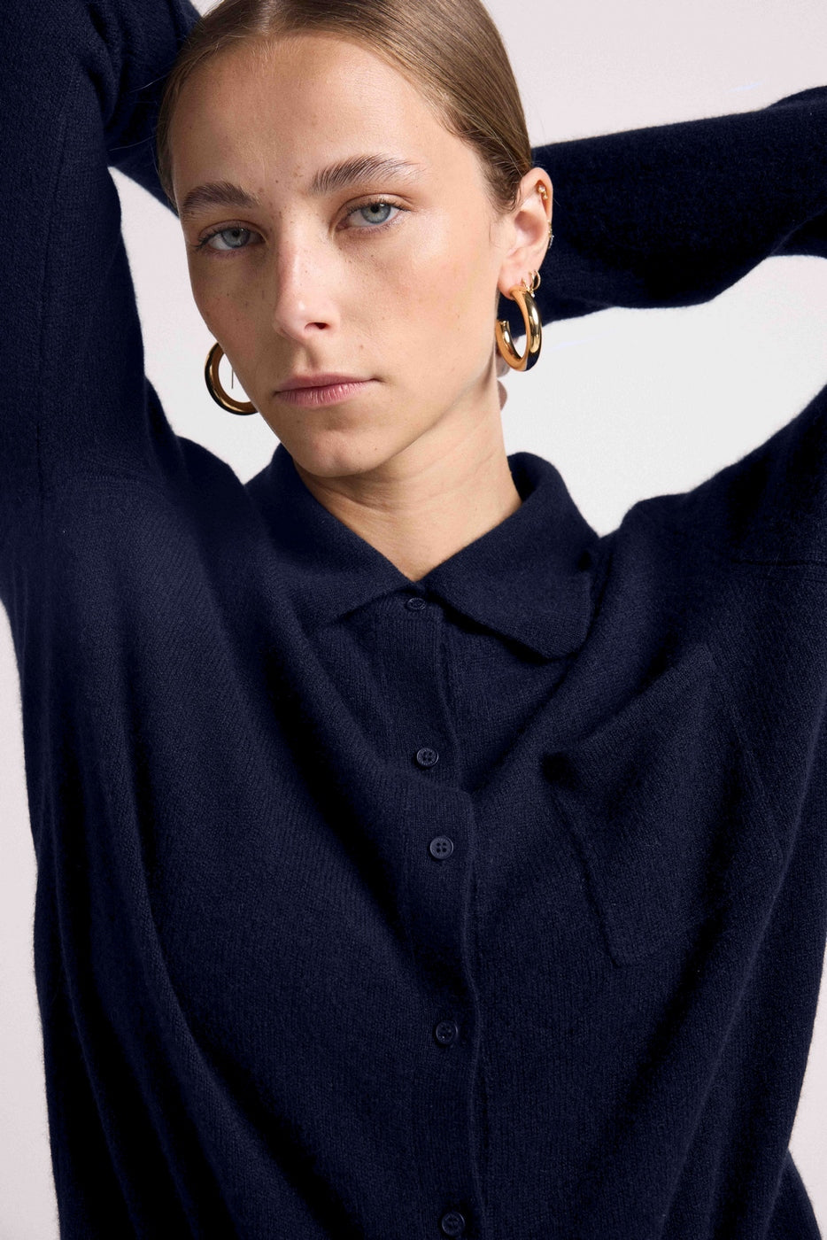 Johanna Women's Button-Up Shirt - Navy Blue