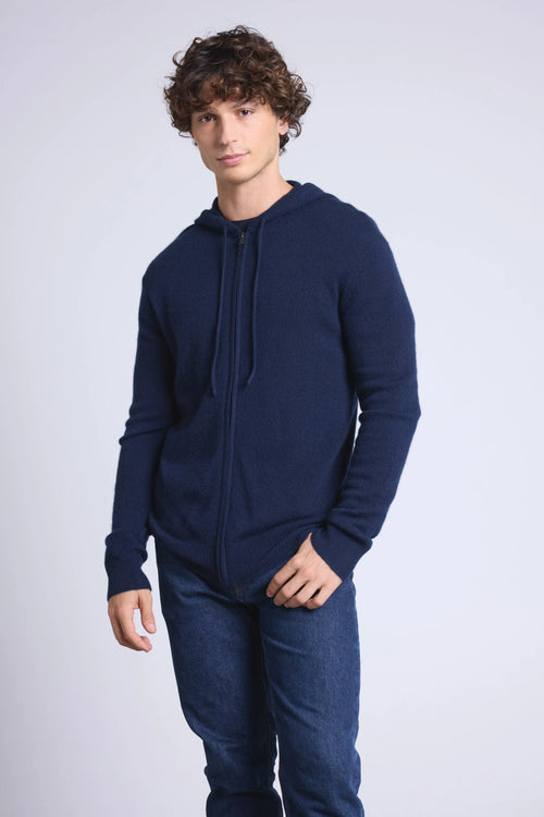 Sweat Zippe A Capuche John - Bleu Marine - Homme