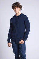 John Zip Hooded Sweatshirt - Navy Blue - Men