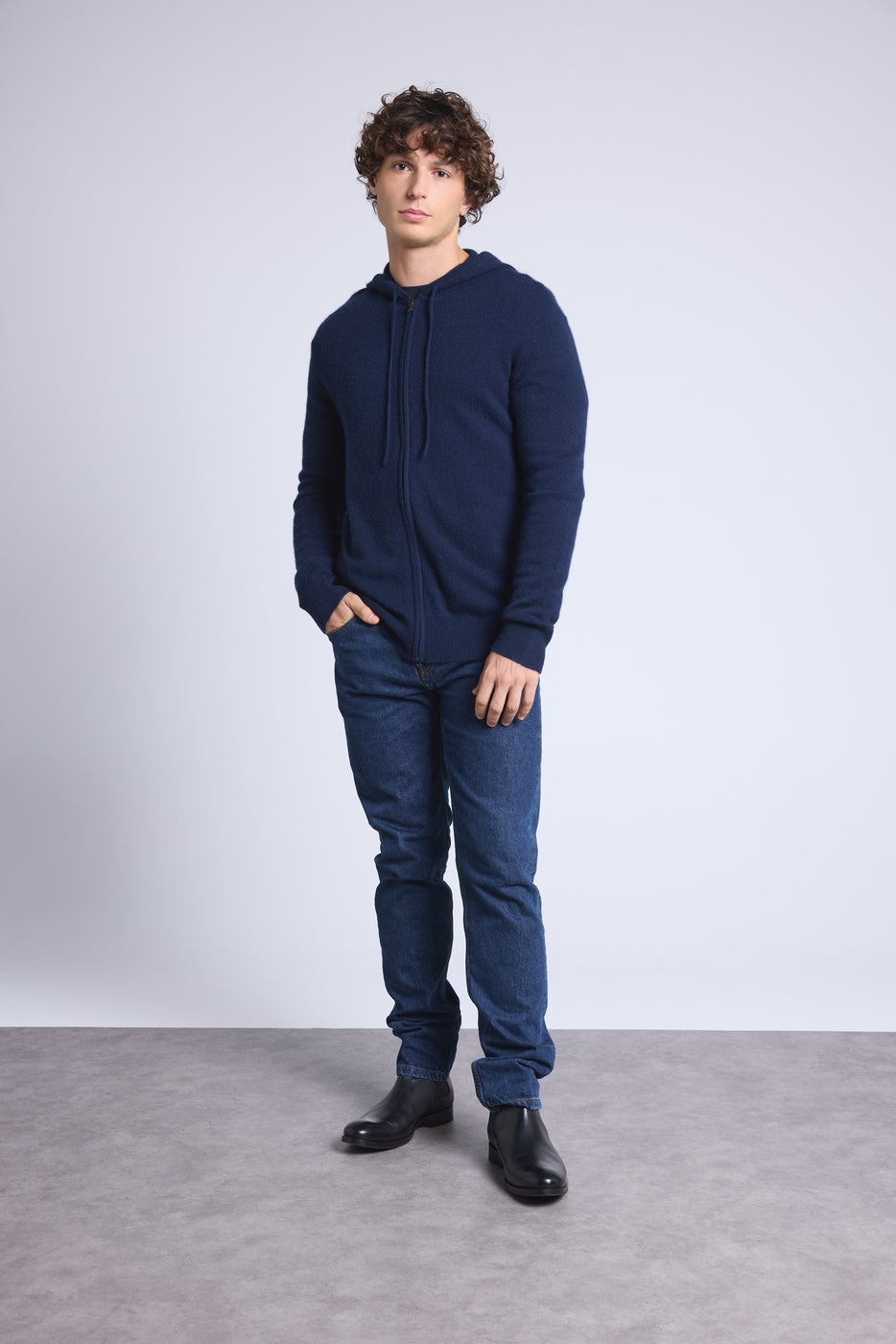 John Zip-Up Hoodie - Navy Blue - Men