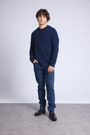 John Zip Hooded Sweatshirt - Navy Blue - Men
