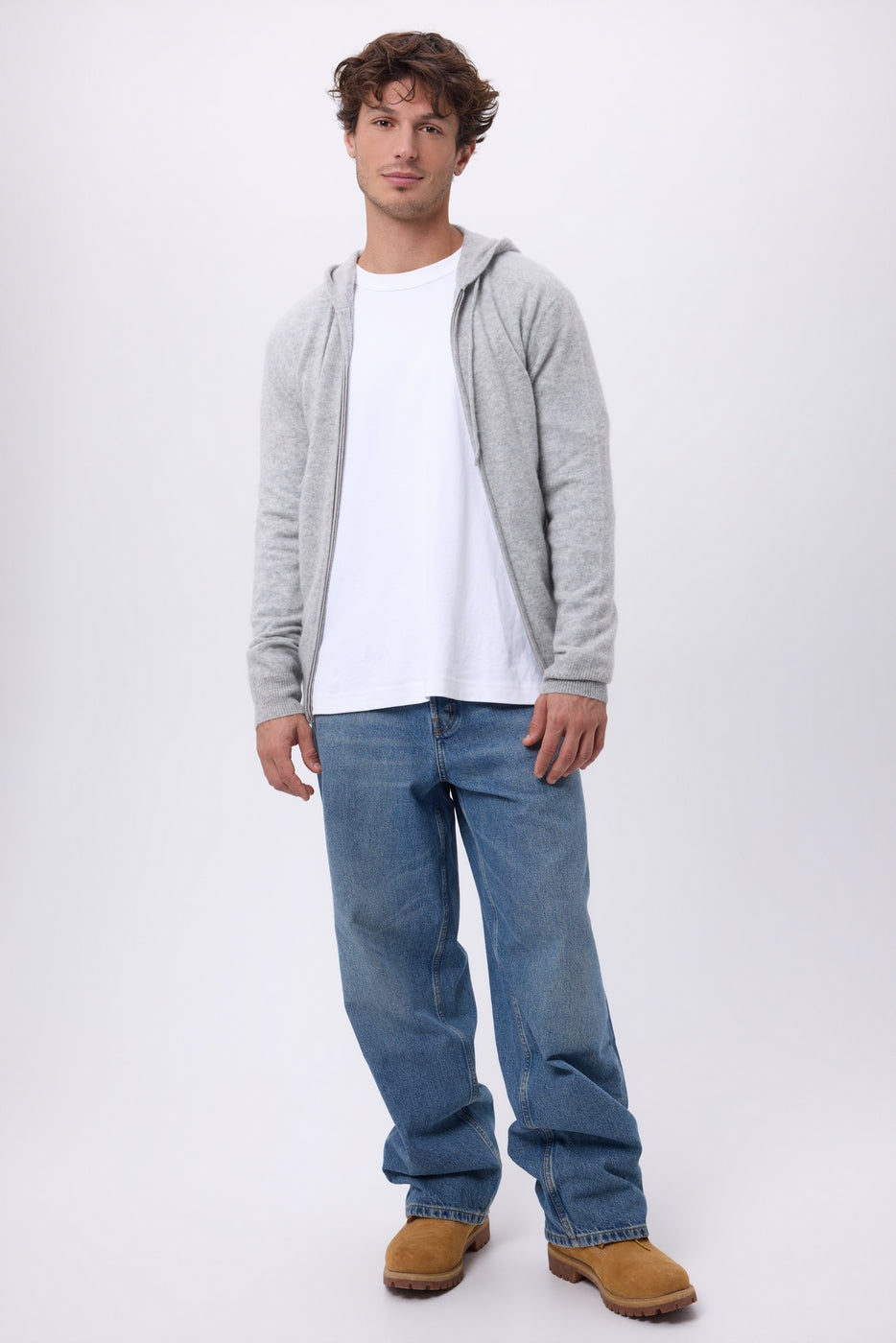 Sudadera con capucha y cremallera John - Gris claro - Hombre