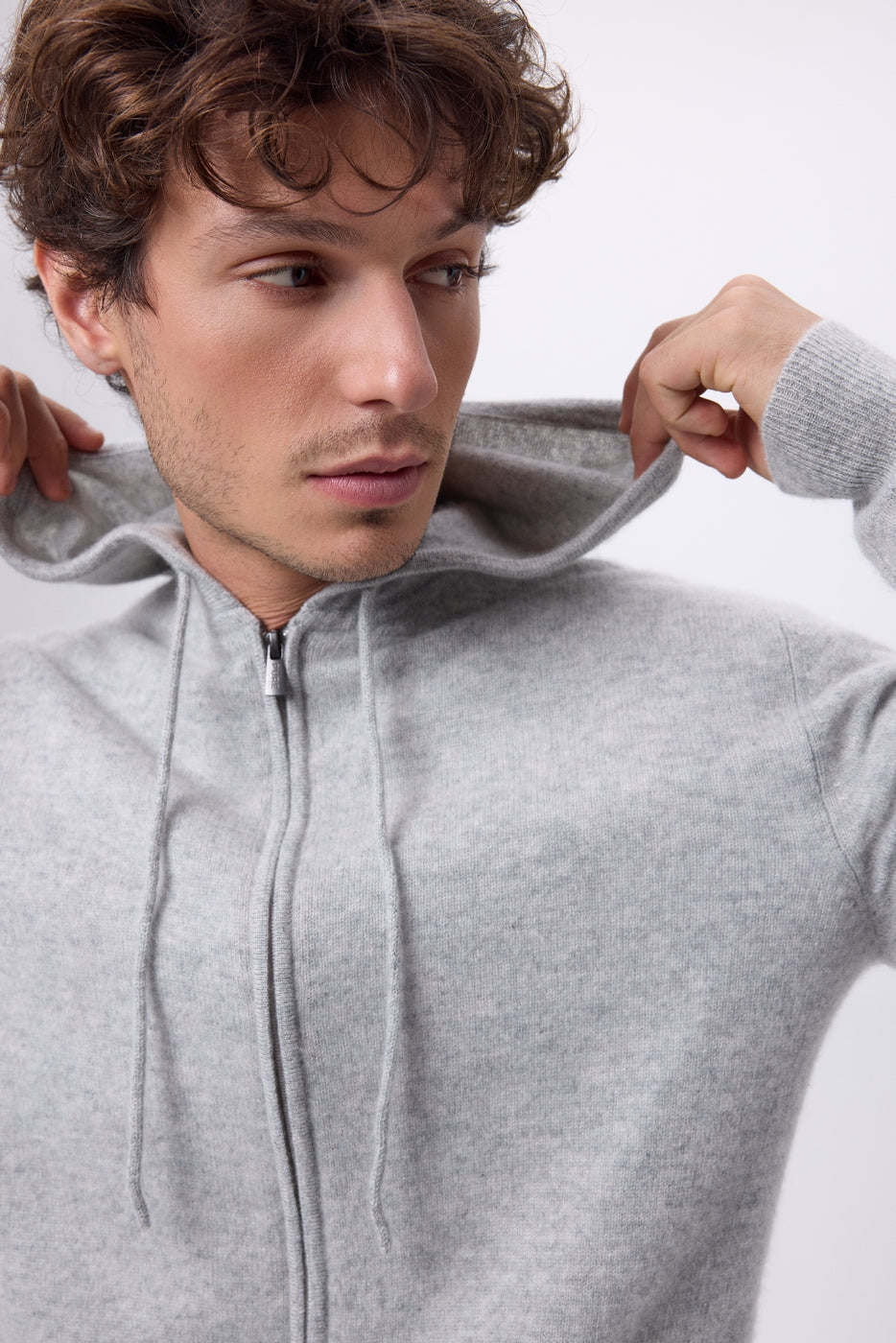 Sudadera con capucha y cremallera John - Gris claro - Hombre