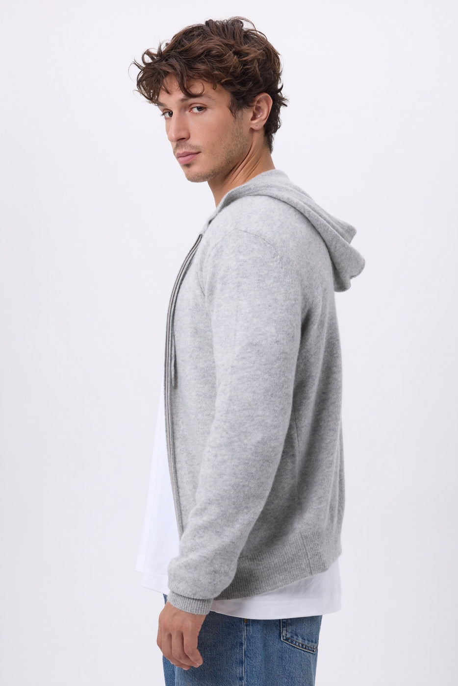 Sudadera con capucha y cremallera John - Gris claro - Hombre