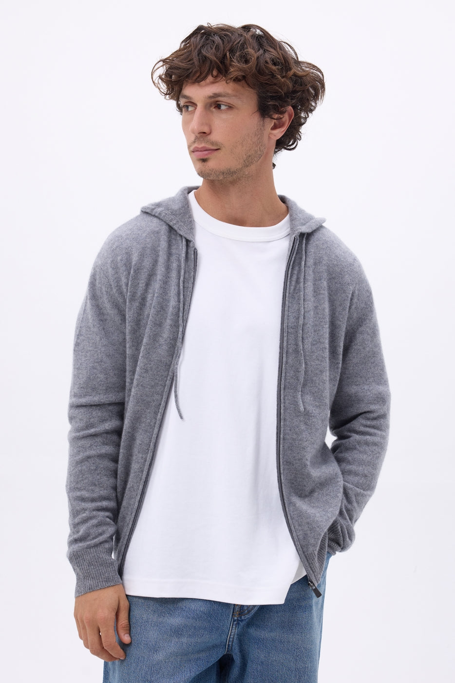 Sudadera con capucha y cremallera John - Gris oscuro - Hombre
