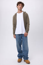 Sudadera con capucha y cremallera John - Caqui jaspeado - Hombre