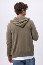 Sudadera con capucha y cremallera John - Caqui jaspeado - Hombre