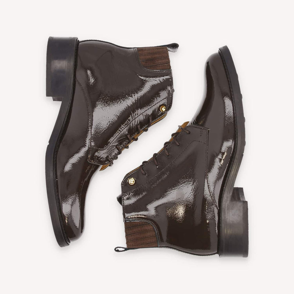 Candide Dst Boots W - W.Patent/Suede - Chocolat/Chocolat