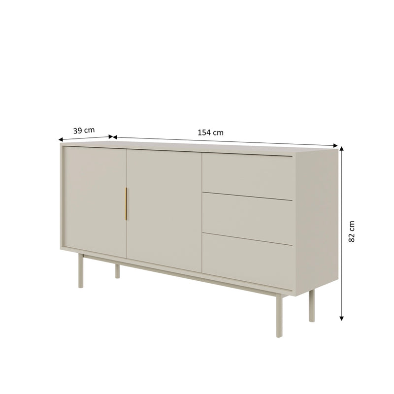 Buffet - Jona - Cachemire - 2 Portes 3 Tiroirs