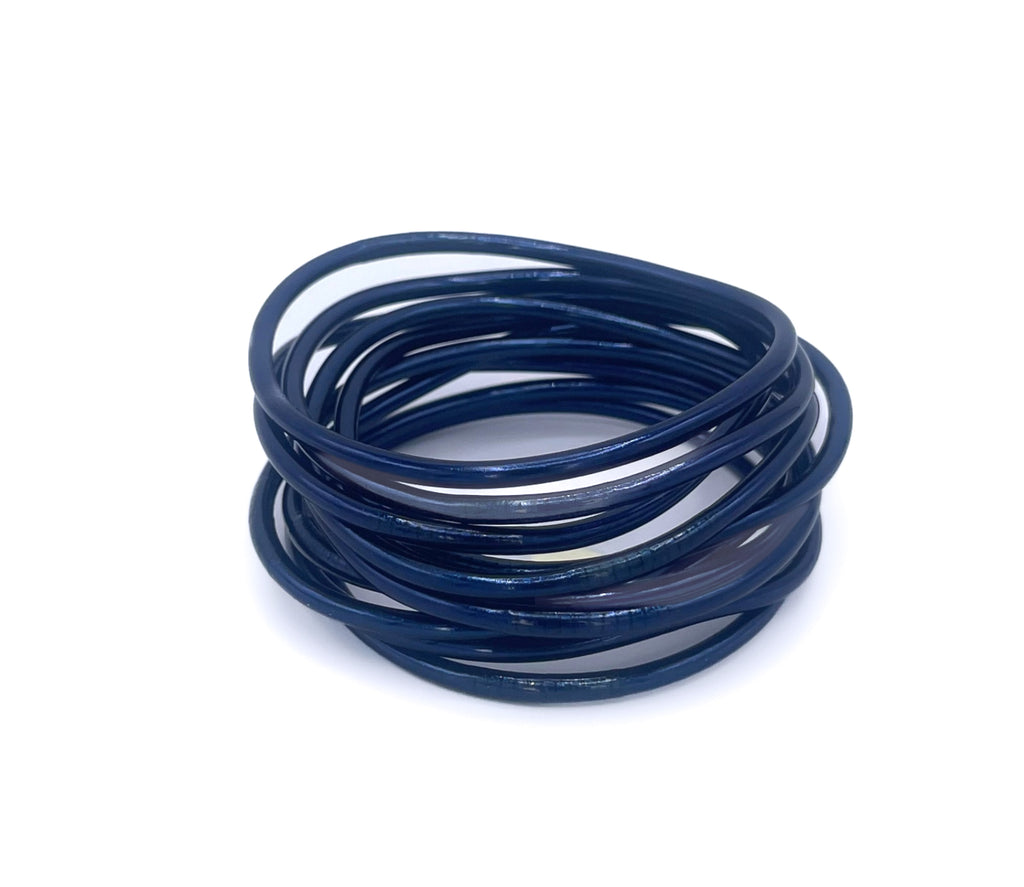 Slim Buddhist Bangle Navy Blue