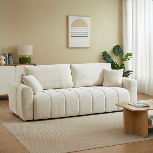 Jonea - Sofá Recto Convertible 3 Plazas - Tela Textura Beige